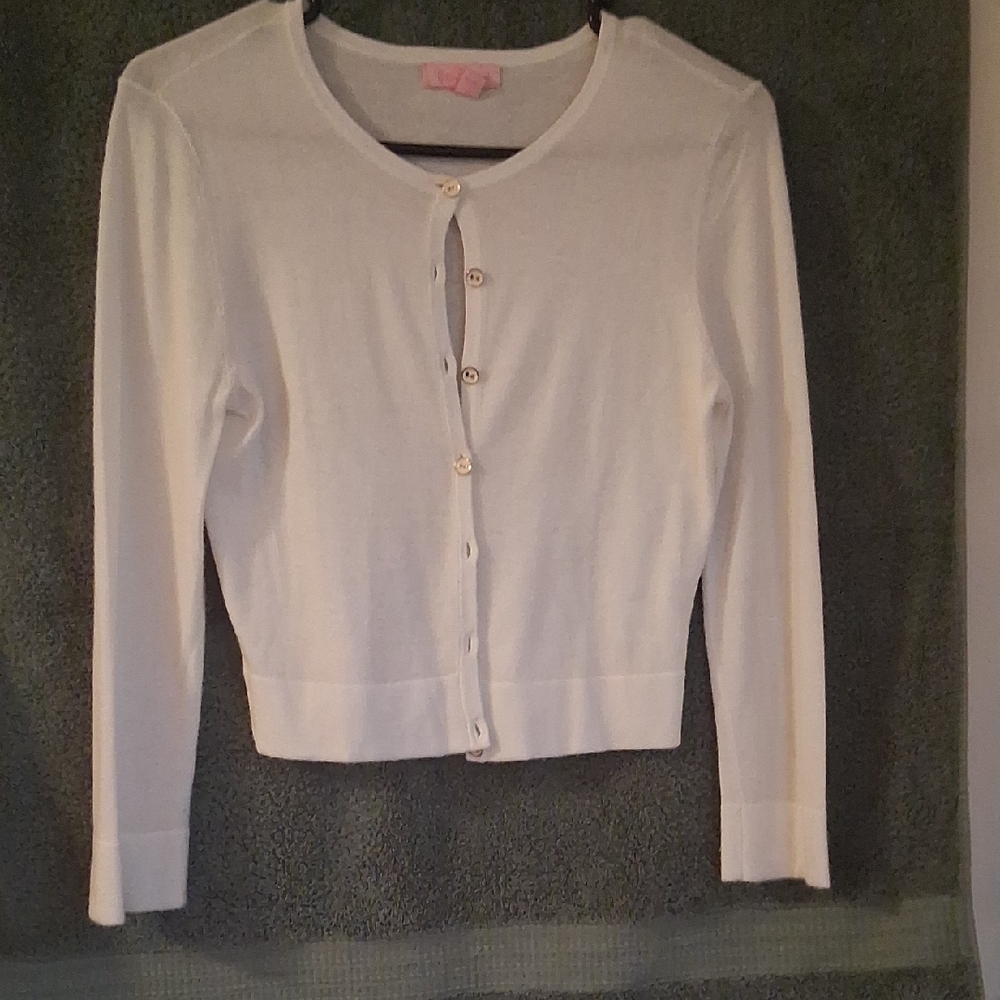 Lilly Pulitzer Cream Cardigan Sweater Sized Small